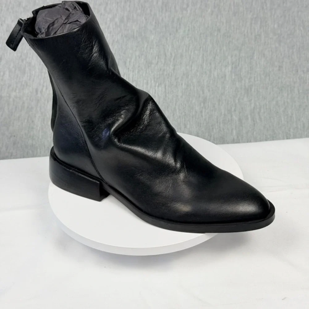 Steve Madden Nexie Black Leather Slouch Ankle Booties NEXI01S1 Size 6.5 Portugal